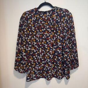 Ann Taylor Factory Floral Blouse – Navy Multi (XL)